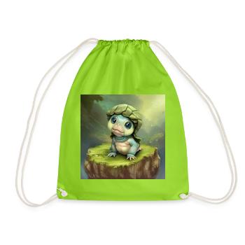 Adorable bébé tortue fantaisie - Sac de sport léger - vert néon - Devant