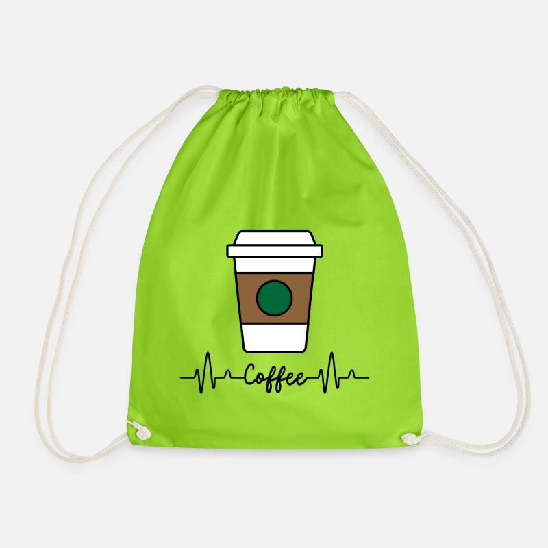 Coffee Cup color - Drawstring Bag - neon green