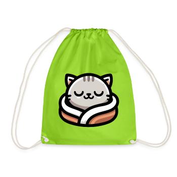 Slumber Paws: The Dreamy Tabby - Drawstring Bag - neon green - Front