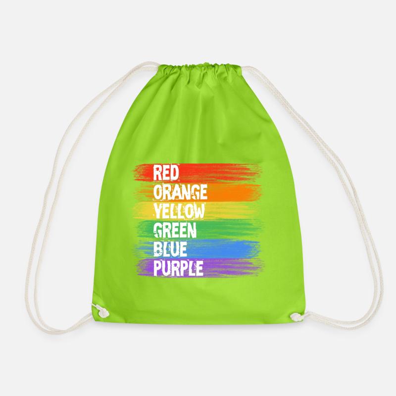 Rainbow Colors Stripe Art - Drawstring Bag - neon green