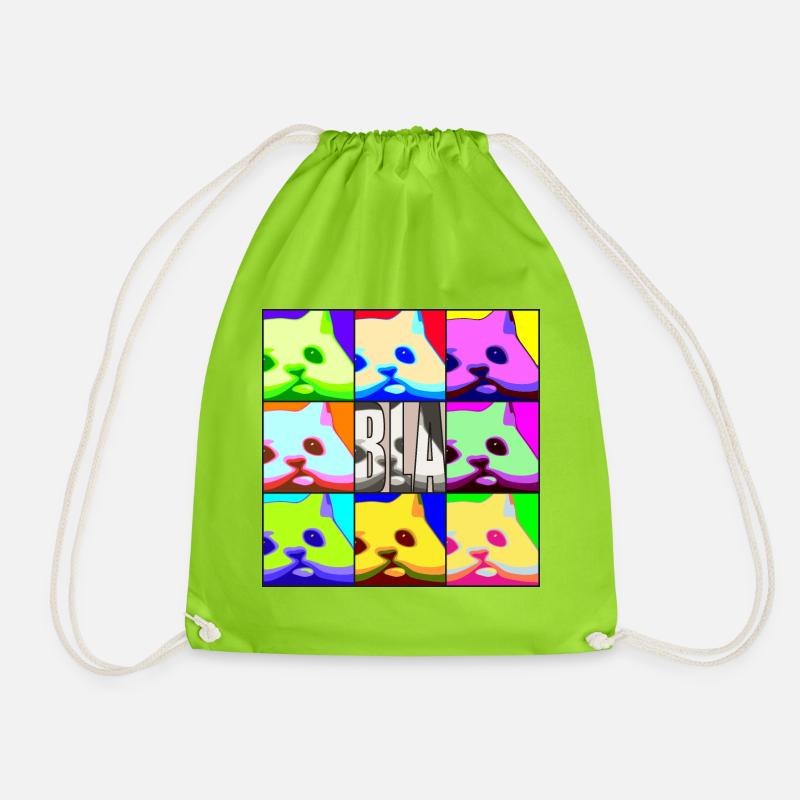 Cat Bla Popart - Drawstring Bag - neon green