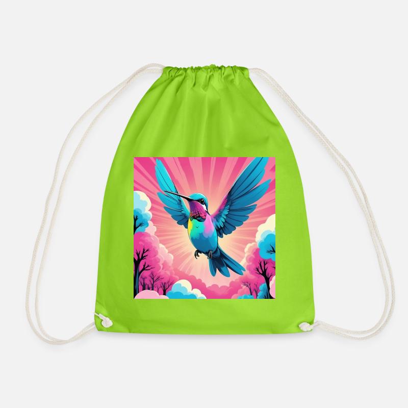 Hummingbird - Drawstring Bag - neon green