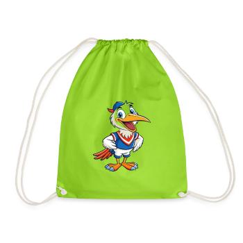 Storch Niedliche Zeichentrickfigur Kawaii Clipart - Turnbeutel - Neongrün - Vorne