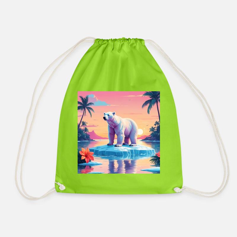 Polar Bear - Drawstring Bag - neon green
