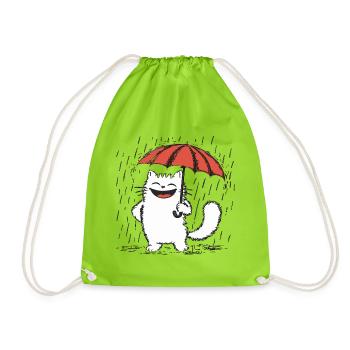 Chat heureux sous la pluie - Sac de sport léger - vert néon - Devant
