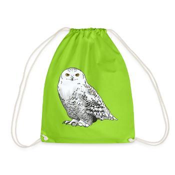 Snowy owl white - Drawstring Bag - neon green - Front