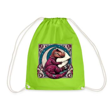 T-Rex Sleeping Hobby Gift - Drawstring Bag - neon green - Front