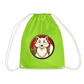 Polarfuchs Bunte Kawaii Cartoon Figur Haustier - Turnbeutel - Neongrün - Vorne