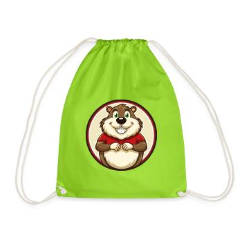 Murmeltier Bunte Kawaii Cartoon Figur Haustier - Turnbeutel - Neongrün - Vorne