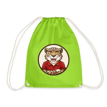 Jaguar Colorful Kawaii Cartoon Character Clipart - Drawstring Bag - neon green - Front