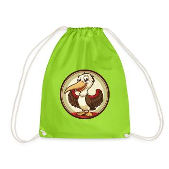 Pélican coloré Kawaii Dessin animé Clipart - Sac de sport léger - vert néon - Devant