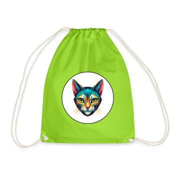 Burmilla Chat Race Dessin Animé Kawaii Animal Pet - Sac de sport léger - vert néon - Devant