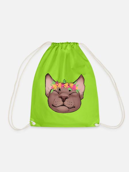 Sommerliche Katze - Turnbeutel - Neongrün