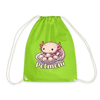 Axolotl Pelmeni süß Geschenk - Turnbeutel - Neongrün - Vorne