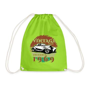 55th Birthday - Classic - Vintage since 12/1969 - Drawstring Bag - neon green - Front