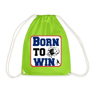 Floorball Born to win Sticker (25) - Drawstring Bag - neon green - Front