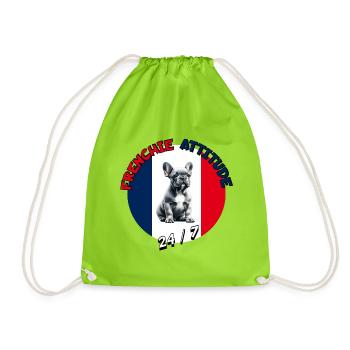 Frenchie Attitude 24/7 - French Bulldog - Drawstring Bag - neon green - Front
