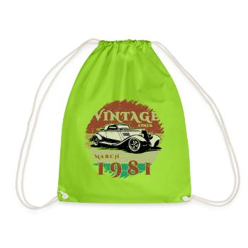 44ème Anniversaire - Classique - Millésime depuis 03/1981 - Sac de sport léger - vert néon - Devant