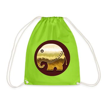 Golden Elephant (Ethno, Circle) - Drawstring Bag - neon green - Front