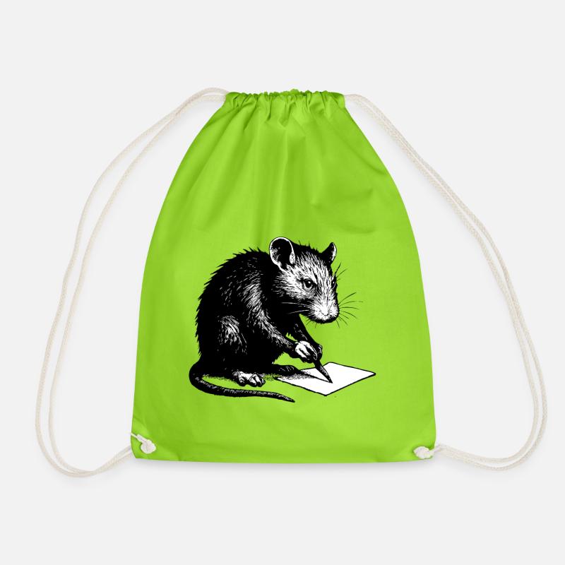 Rat Writes | Personalize Banksy Style - Drawstring Bag - neon green