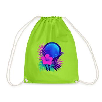 Neon Tropic Moon - Drawstring Bag - neon green - Front