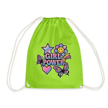 Girl Power - Buntes Y2K Regenbogen Schmetterling D - Turnbeutel - Neongrün - Vorne