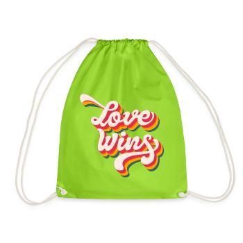 LGBTQ Pride Month - Love Wins - Drawstring Bag - neon green - Front