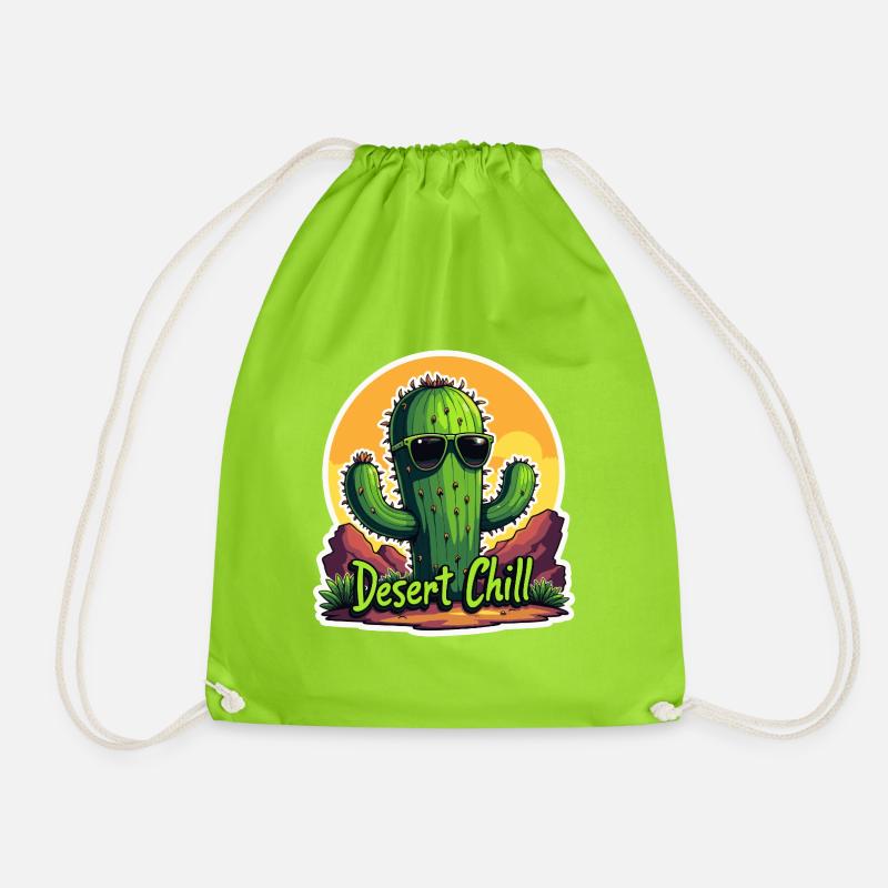 Cool Cactus Desert Vibes - Drawstring Bag - neon green