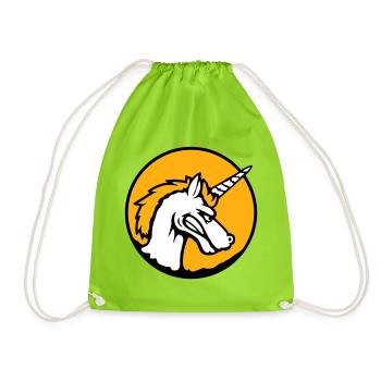 Unicorn Evil Angry Attack Teeth Grinding Sour - Drawstring Bag - neon green - Front