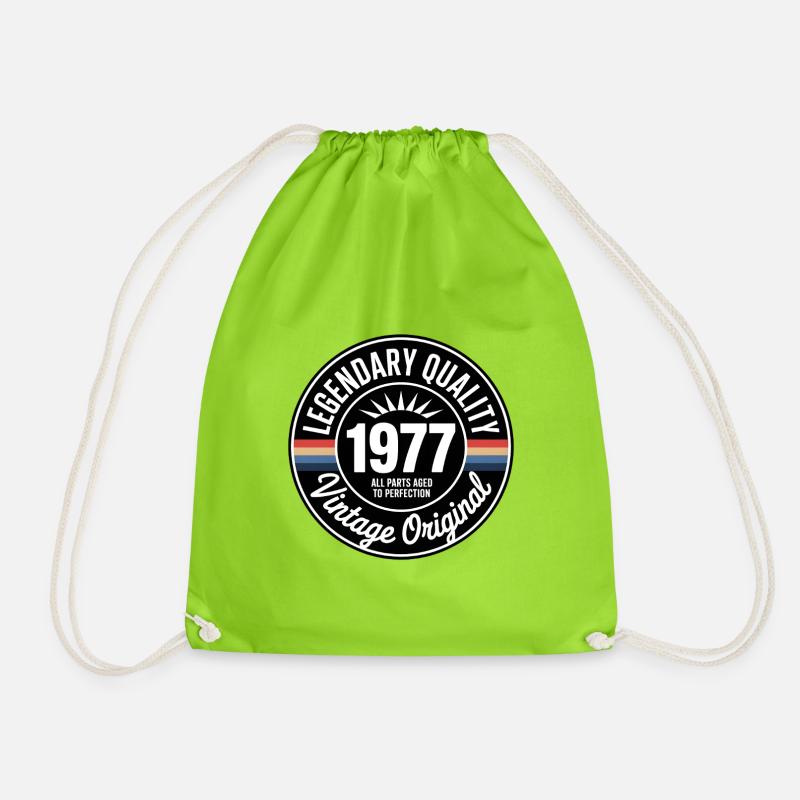 Retro 1977 Vintage Emblem - Drawstring Bag - neon green