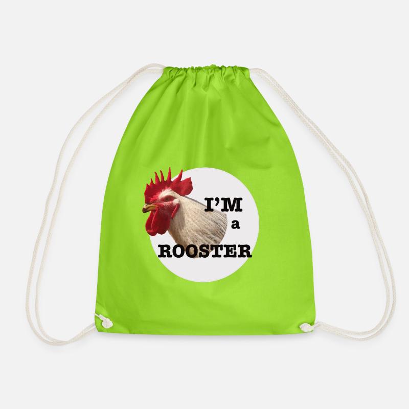 Colorful Rooster Funny Style - Drawstring Bag - neon green