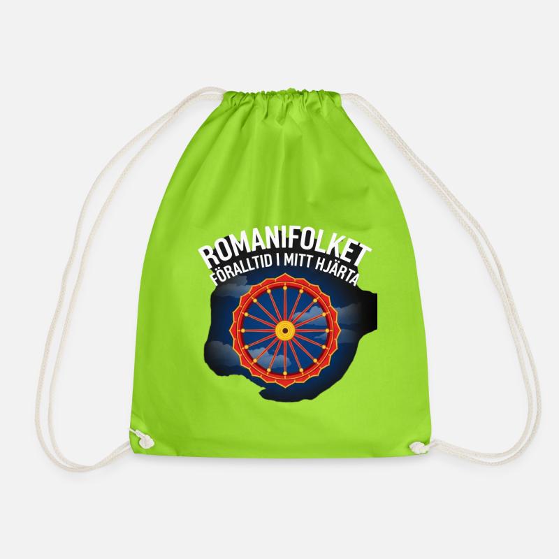 Heart Carousel against Night Blue Sky - Drawstring Bag - neon green
