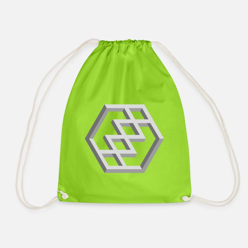 Futuristic Geometry Pattern - Drawstring Bag - neon green