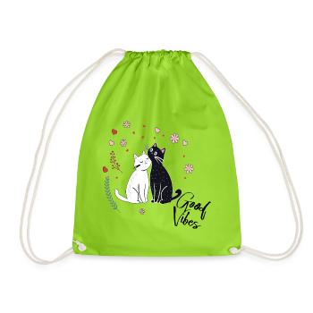 Chats joueurs avec des cœurs et des fleurs - Sac de sport léger - vert néon - Devant