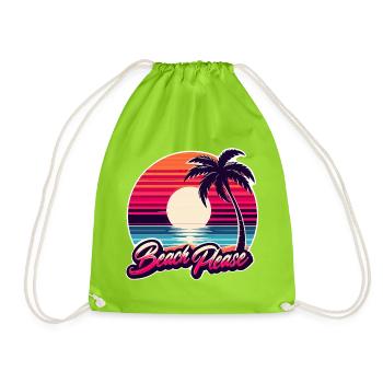 Beach Sunset Beach Please - Drawstring Bag - neon green - Front