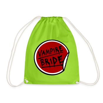 Vampire Bride Stickers Halloween Bachelor Bride Wedding - Drawstring Bag - neon green - Front