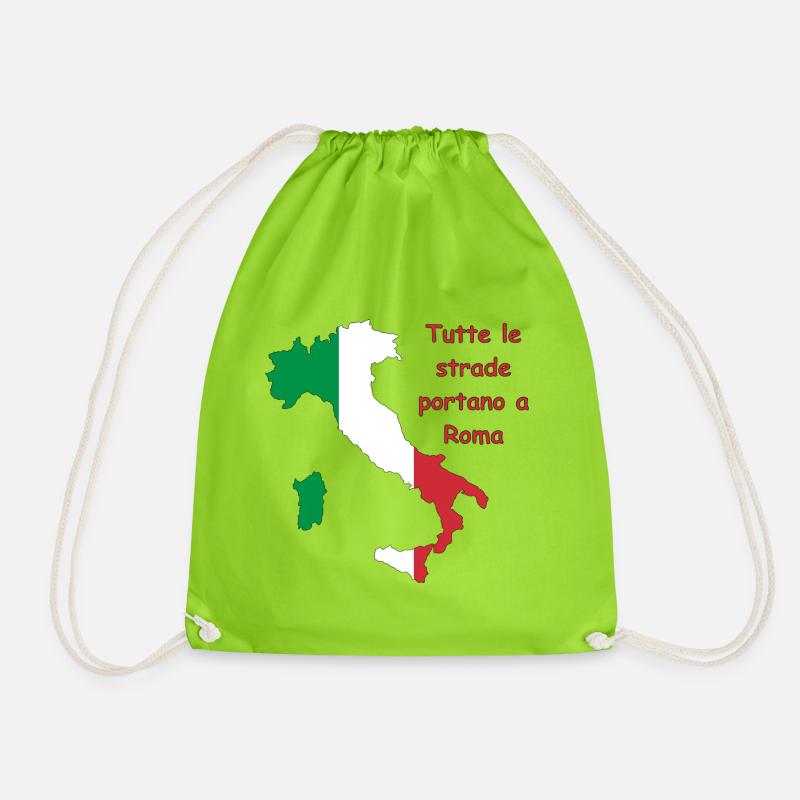 Italian flag with slogan - Drawstring Bag - neon green