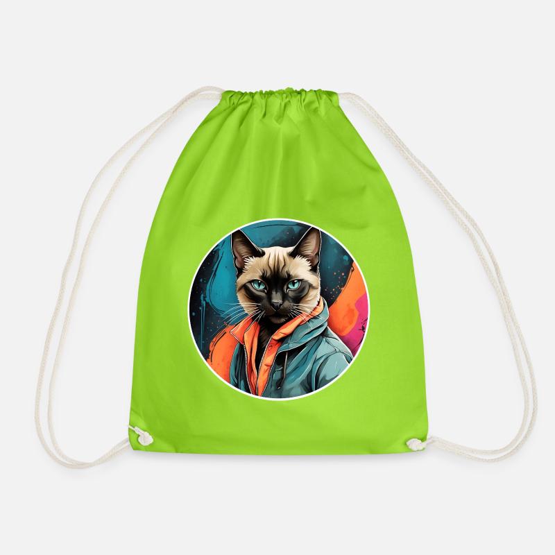 Siamkatze - Turnbeutel - Neongrün