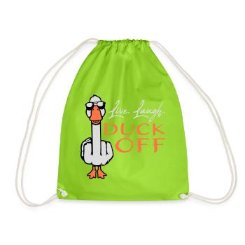 Goose Live Laugh Duck Off Sunglasses Middle Finger - Drawstring Bag - neon green - Front