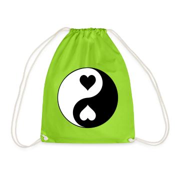 Contraste YinYang du cœur - Sac de sport léger - vert néon - Devant