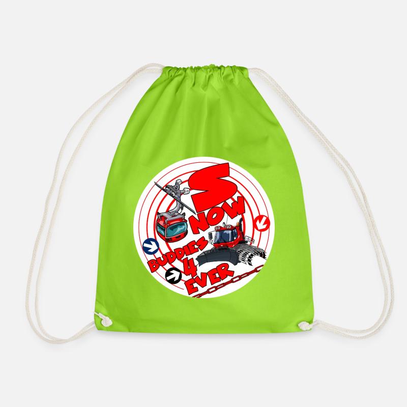 1423-SNOW_BUDDIES_4_EVER_rood-letters - Drawstring Bag - neon green