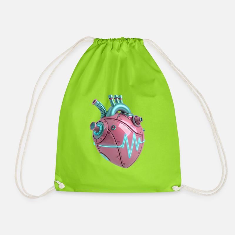 Neon Heartbeat Machine - Drawstring Bag - neon green