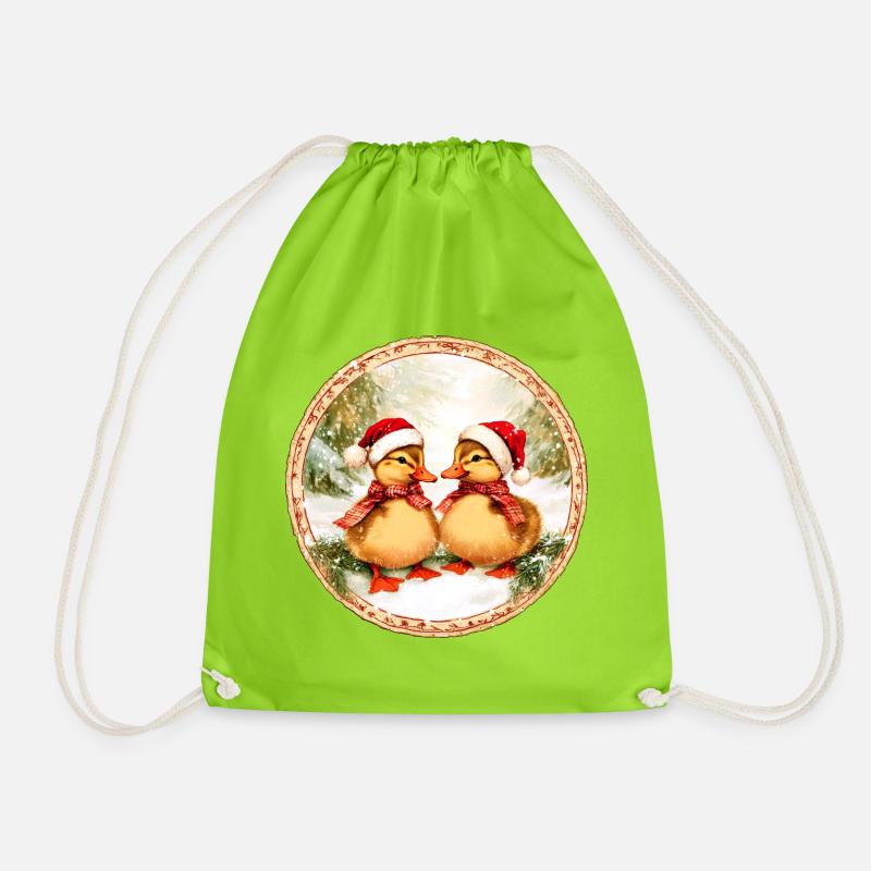Entchen Weihnachten - Turnbeutel - Neongrün