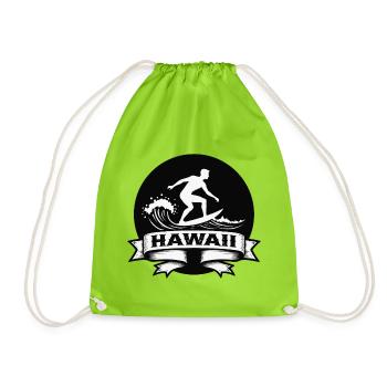 Surfer Hawaii Wellenbanner - Turnbeutel - Neongrün - Vorne