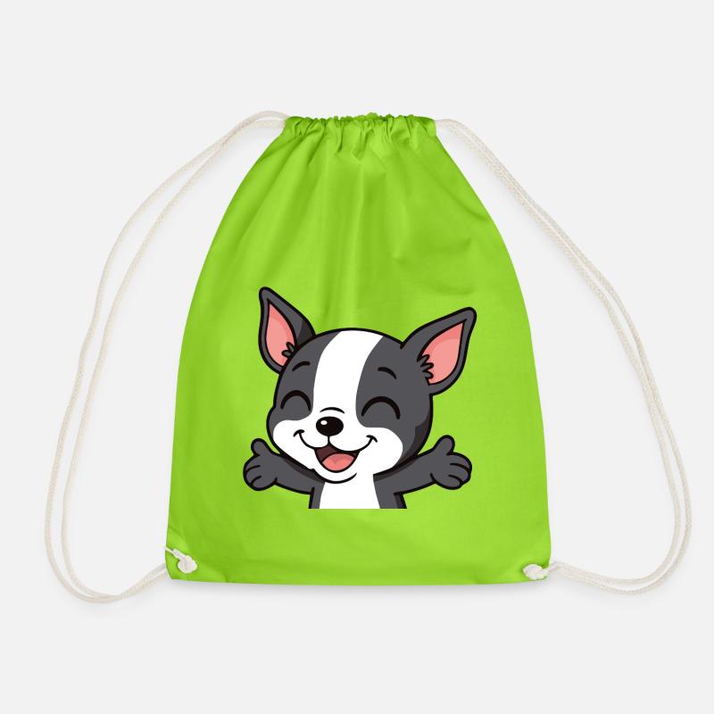 Boston - Hugs - Drawstring Bag - neon green