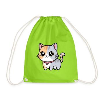 Calico-Kätzchenhalsband-Anhänger - Turnbeutel - Neongrün - Vorne