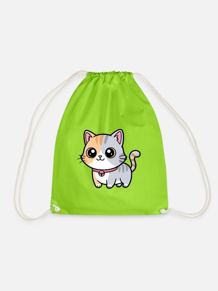 Calico-Kätzchenhalsband-Anhänger - Turnbeutel - Neongrün