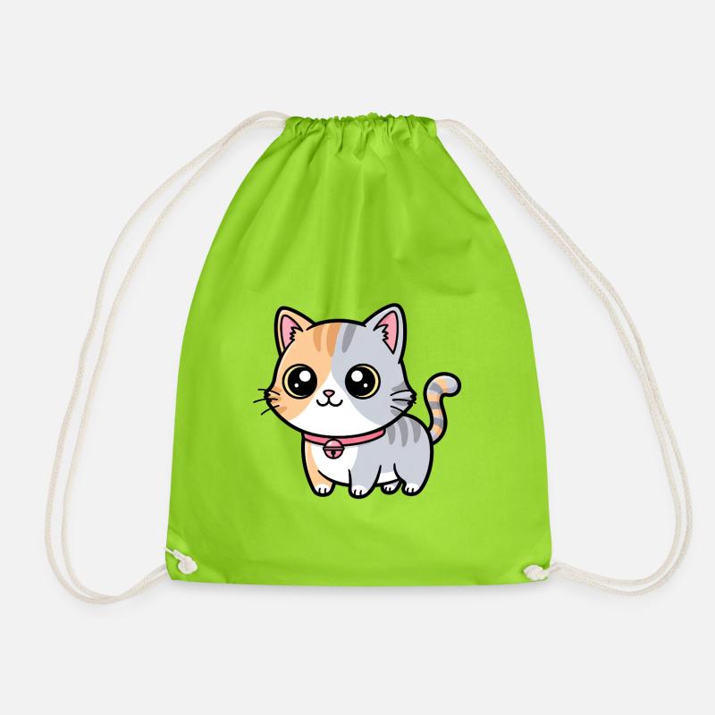 Calico-Kätzchenhalsband-Anhänger - Turnbeutel - Neongrün