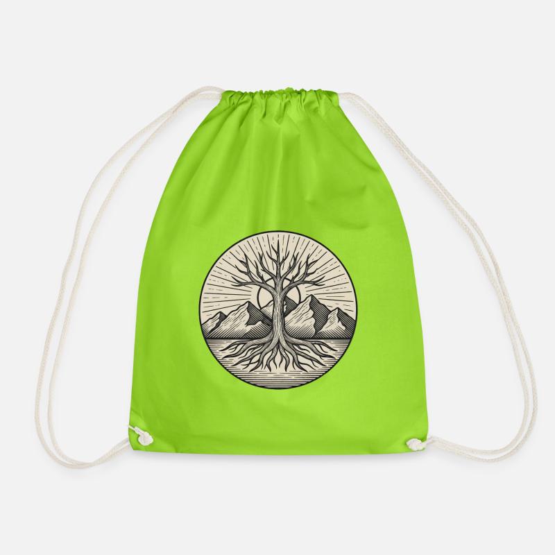 Baum des Lebens - Turnbeutel - Neongrün