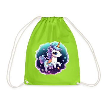 Kosmisches Einhorn mit Schal - Turnbeutel - Neongrün - Vorne